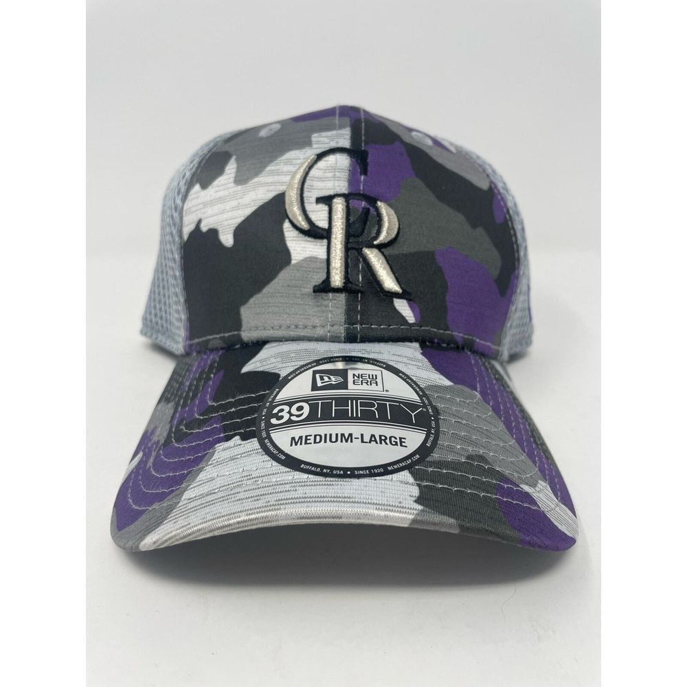 Colorado Rockies New Era Hat‎ Gray Purple Camo 39Thirty Active Stretch Fit Cap